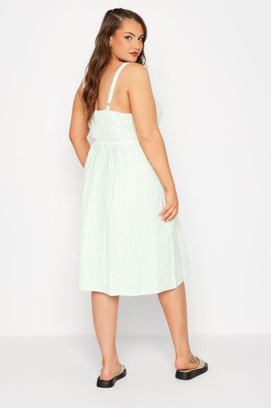 LIMITED COLLECTION Curve Green Gingham Button Front Sundress 3