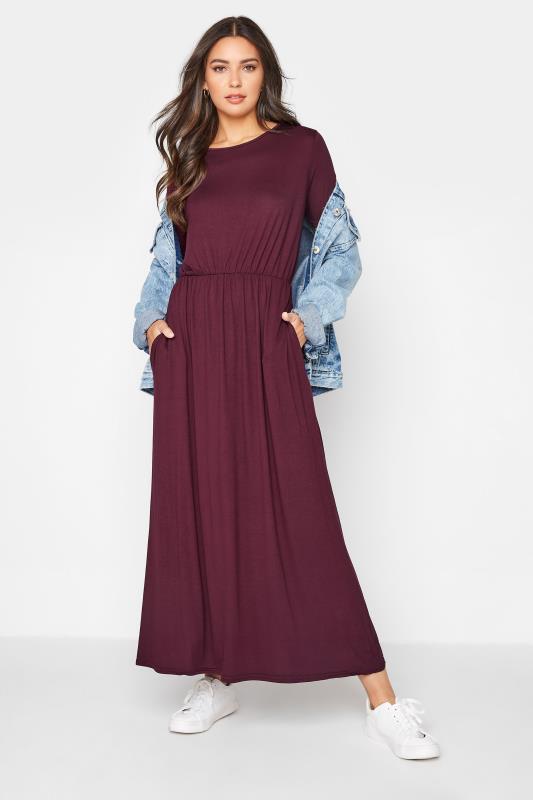 LTS Tall Burgundy Red Pocket Midaxi Dress 2