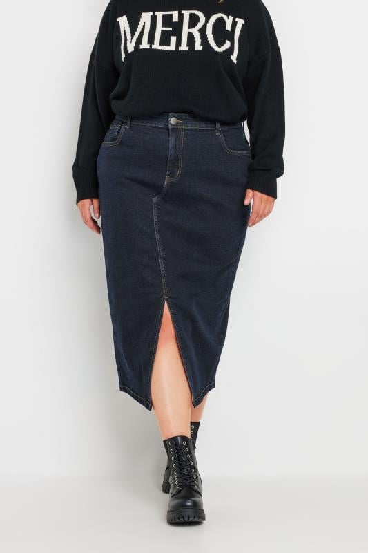 YOURS Plus Size Indigo Blue Stretch Denim Midaxi Skirt | Yours Clothing 3