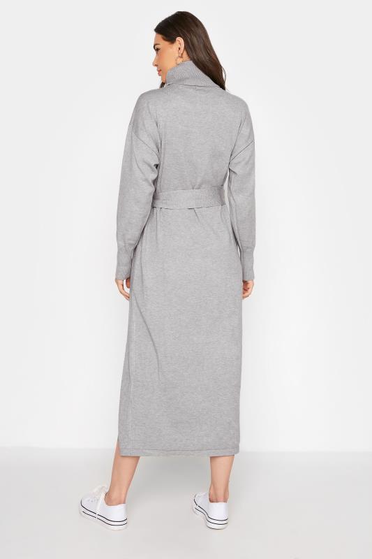 LTS Tall Grey Roll Neck Knitted Midi Dress 3