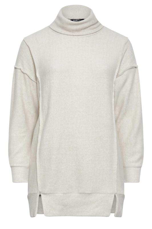 YOURS Plus Size White Soft Touch Turtleneck Sweatshirt | Yours Clothing 5
