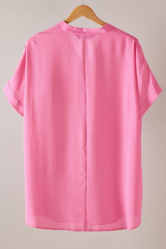 EVANS Plus Size Pink Woven Check Blouse | Evans 6