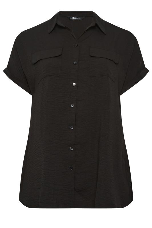 YOURS Curve Plus Size Black Utility Short Sleeve Shirt | Yours Clothing  6