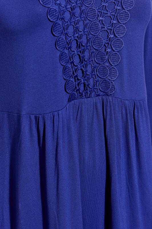 Curve Blue Crochet Trim Long Sleeve Tunic Top 5
