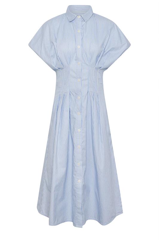 PixieGirl Petite Women's Blue Stripe Shirt Maxi Dress | PixieGirl 5