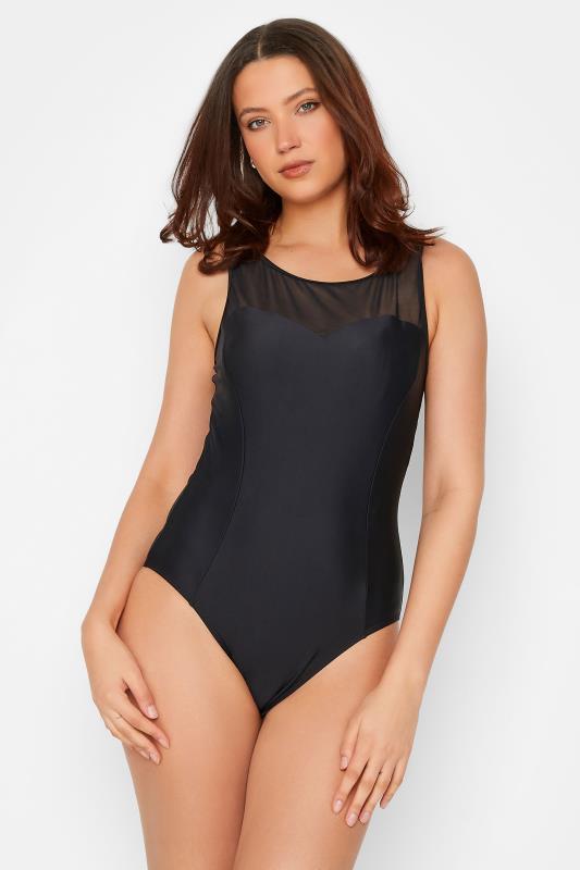 LTS Tall Black Mesh Active Swimsuit | Long Tall Sally  1