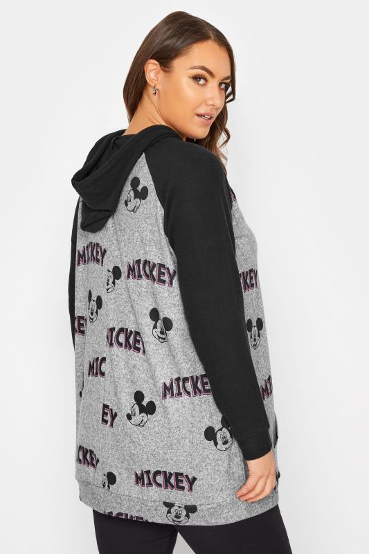 Plus Size DISNEY Grey 'Mickey' Print Soft Touch Hoodie | Yours Clothing 3