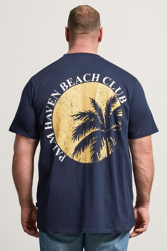 BadRhino Big & Tall Navy Blue Extra Long 'Palm Beach Club' Graphic T-Shirt | BadRhino 2