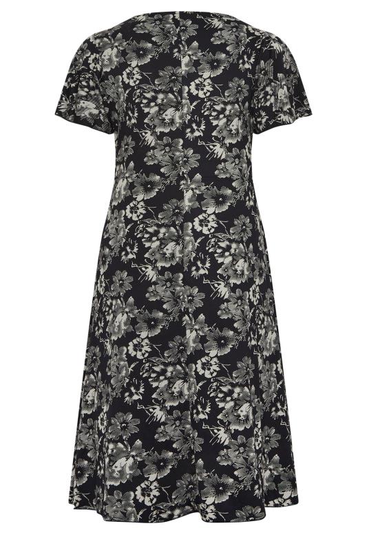 YOURS Plus Size Black & Cream Floral Print Lace Detail Dress | Yours Clothing 7