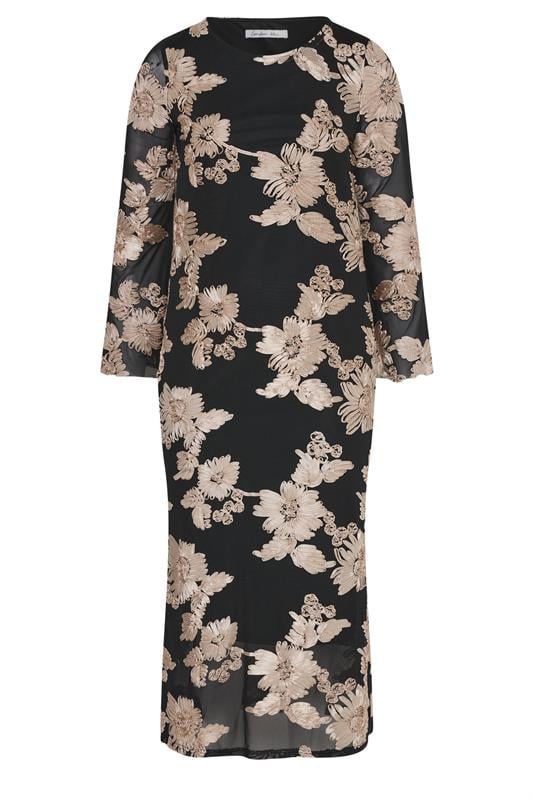 YOURS LONDON Plus Size Black Floral Applique Maxi Dress | Yours Clothing 5