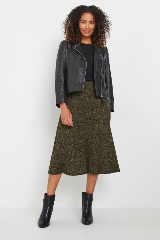 M&Co Khaki Green Animal Print Print Jersey Midi Skirt | M&Co 2