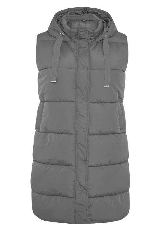 Plus Size Grey Maxi Panelled Puffer Gilet | Yours Clothing 6
