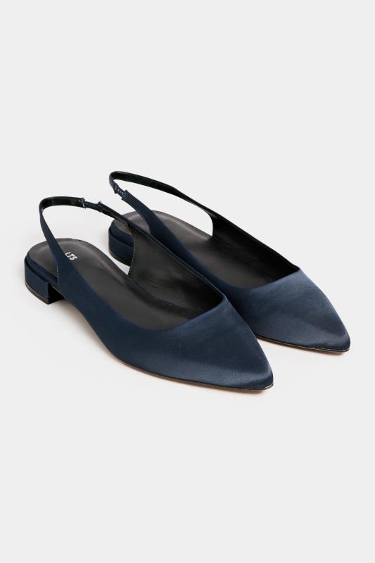 LTS Tall Navy Blue Slingback Point Pumps In Standard Fit | Long Tall Sally  2
