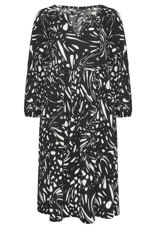 YOURS Plus Size Black Abstract Print Midi Dress | Yours Clothing 5