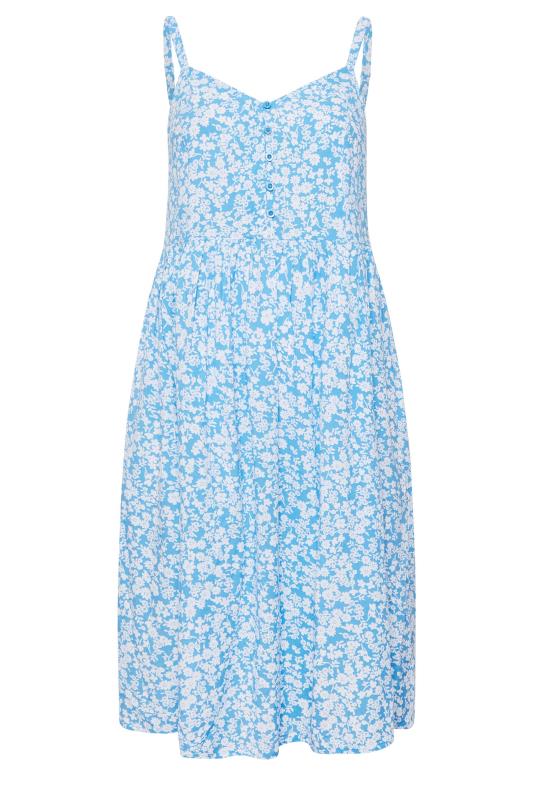 YOURS Plus Size Blue Ditsy Floral Strappy Sundress | Yours Clothing 6