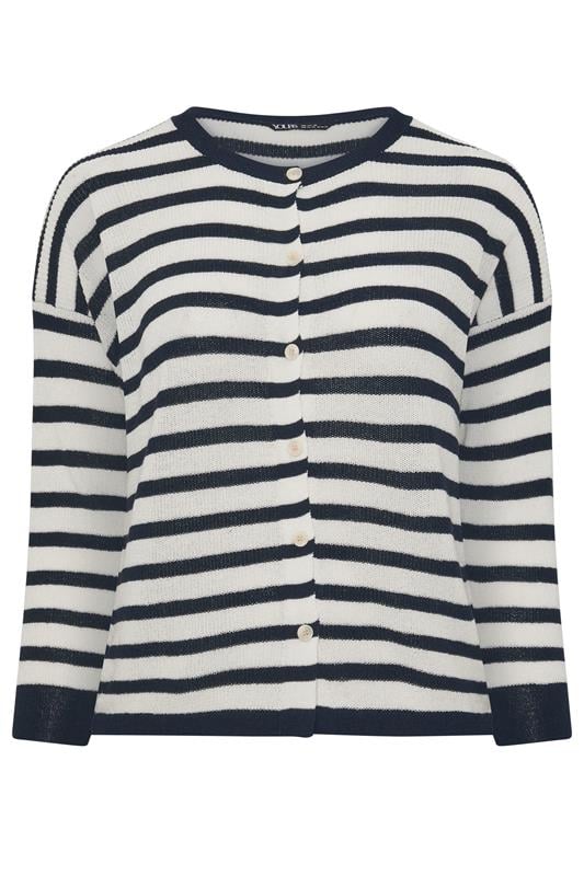 YOURS Plus Size Navy Blue Stripe Knitted Cardigan | Yours Clothing 6