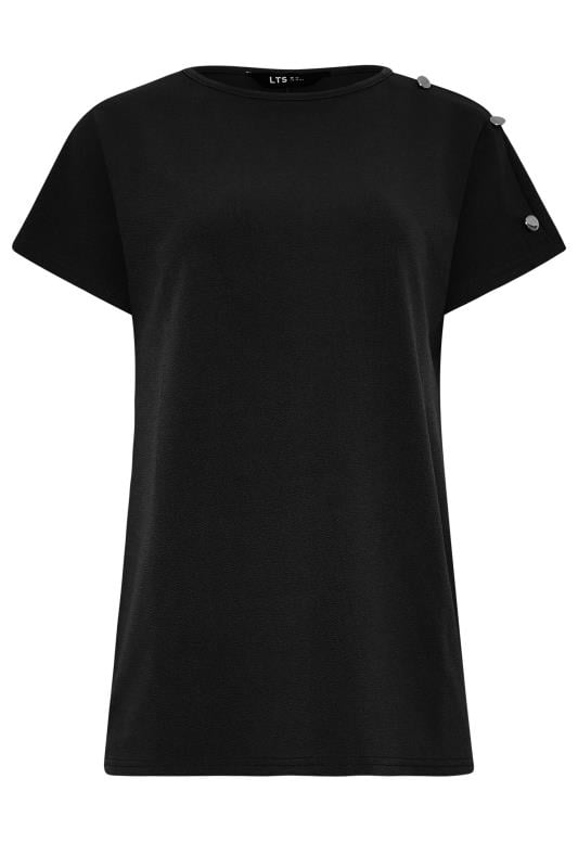 LTS Tall Black Shoulder Button Detail Top | Long Tall Sally 5