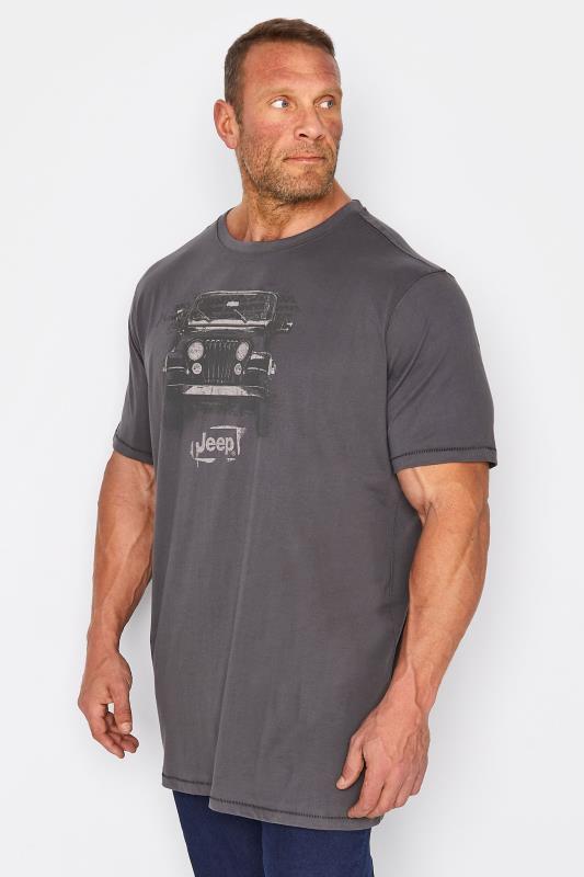 D555 Big & Tall Grey Official Jeep Printed T-Shirt 1
