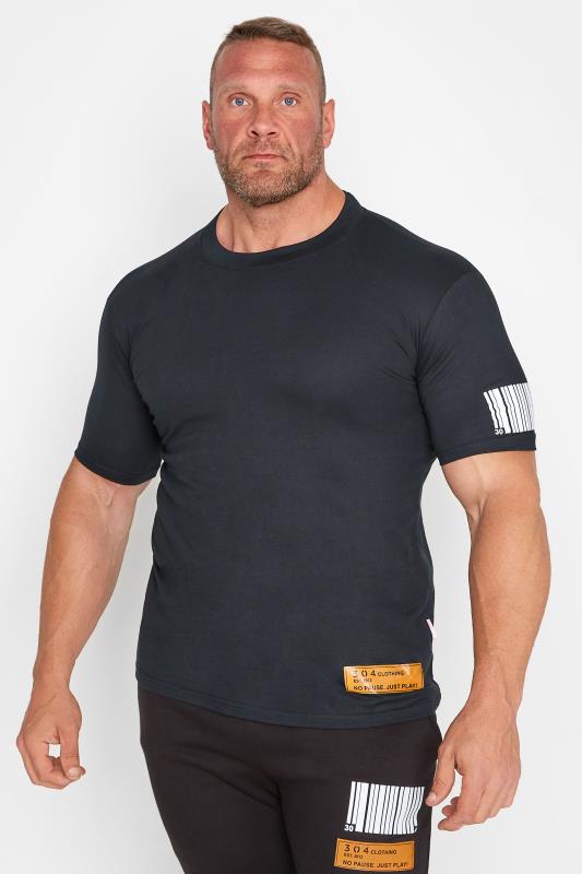  dla puszystych 304 CLOTHING Big & Tall Black Barcode Tab T-Shirt