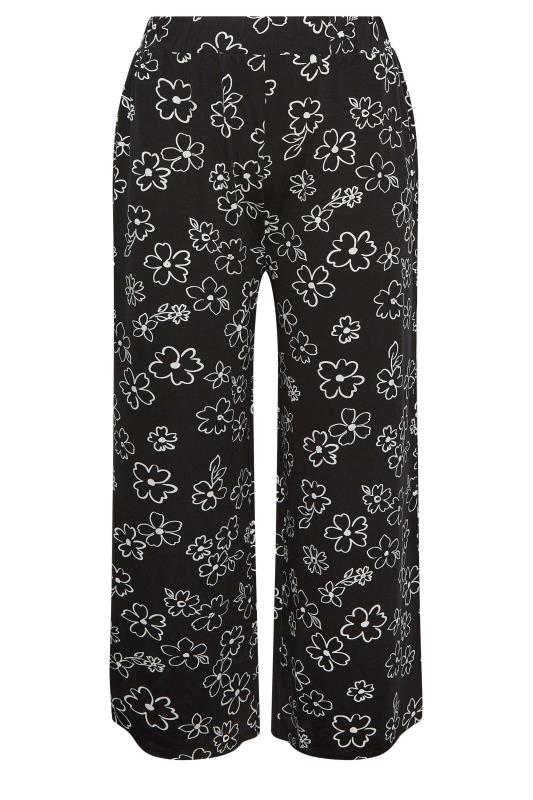 YOURS Plus Size Curve Black Floral Print Wide Leg Trousers | Yours Clothing  5