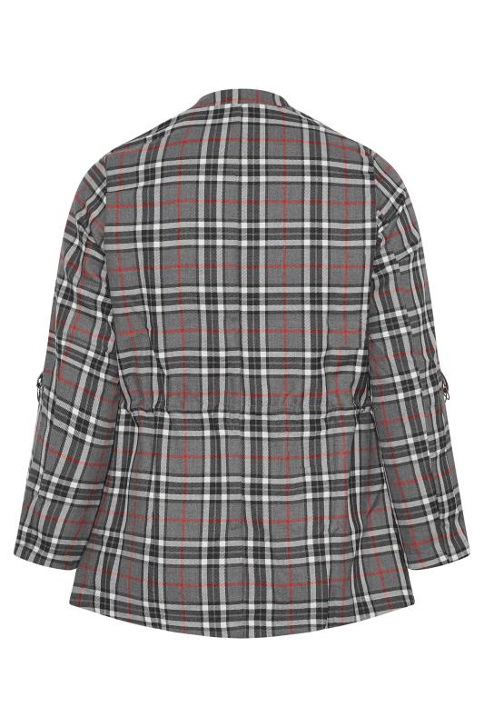 Plus Size Grey Checked Waterfall Jacket | Yours Clothing  7