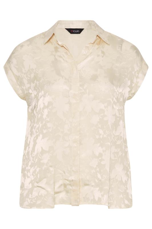 Plus Size Cream Satin Leaf Print Shirt | Yours Clothing 6