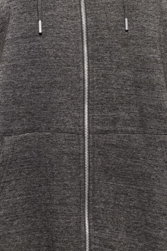 Plus Size Charcoal Grey Marl Longline Zip Through Hoodie | Yours Clothing 5