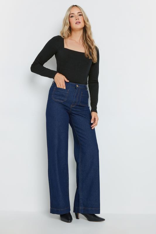 LTS Tall Black Ribbed Square Neck Top | Long Tall Sally 2