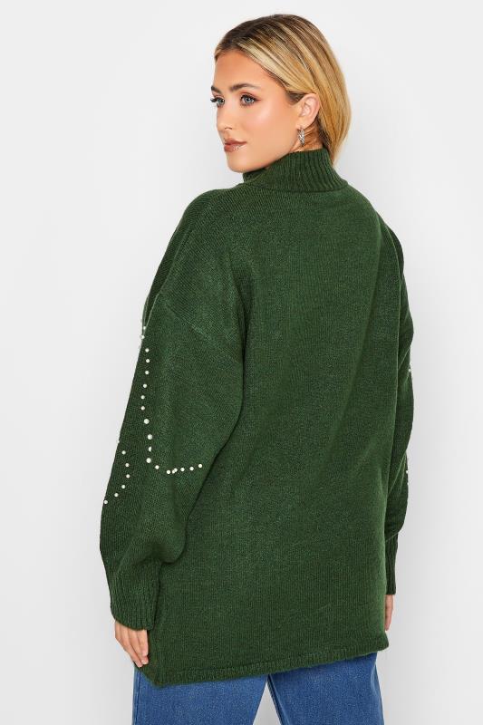 YOURS LUXURY Plus Size Green Pearl Embellished Batwing Jumper | Yours Clothing 4