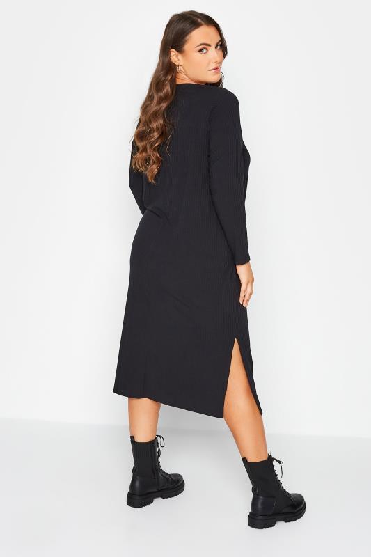 Curve Black Ribbed Cut Out Midaxi Dress 3