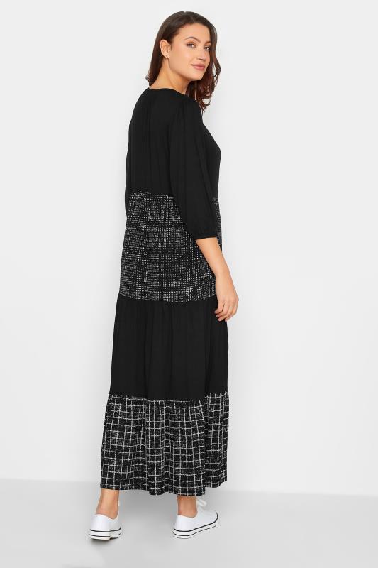 LTS Tall Women's Black Check Tiered Maxi Dress | Long Tall Sally 3