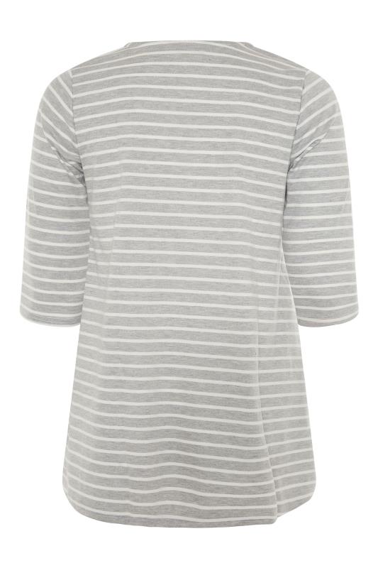 Grey Stripe 3/4 Length Sleeve Top_BK.jpg