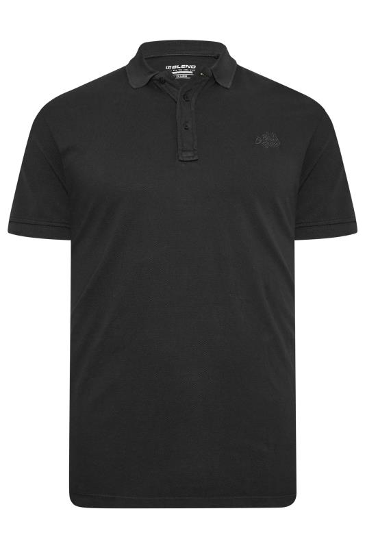 BLEND Big & Tall Black Washed Polo Shirt | BadRhino 4