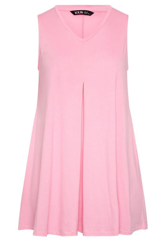 YOURS Plus Size Pink V-Neck Swing Vest Top | Yours Clothing 5