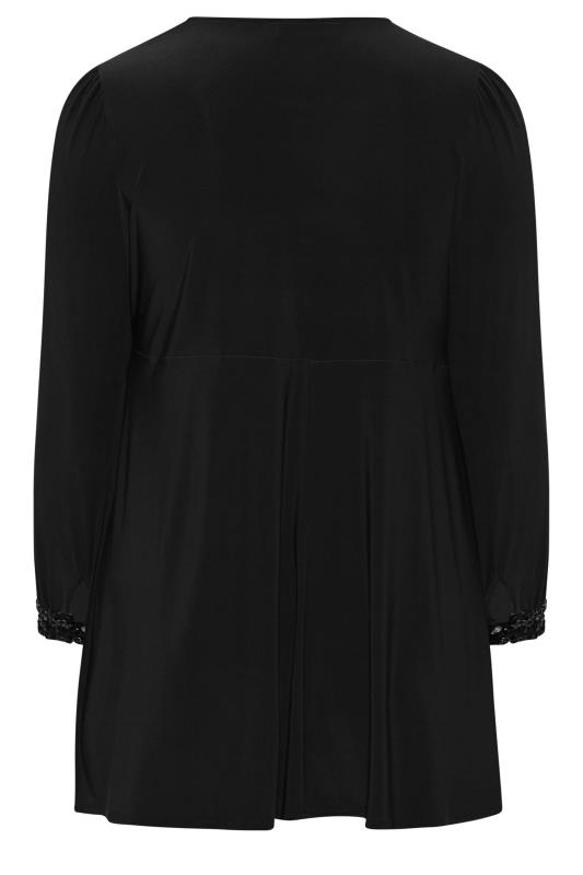 YOURS LONDON Plus Size Black Sequin Trim Top | Yours Clothing 7