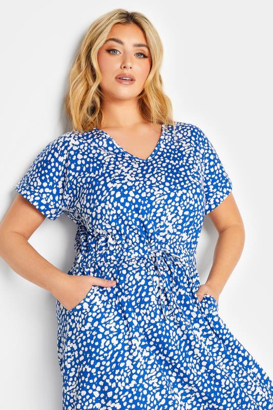 YOURS Plus Size Cobalt Blue Animal Print Maxi T-Shirt Dress | Yours Clothing 4