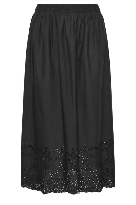LIMITED COLLECTION Plus Size Black Broderie Anglaise Trim Maxi Skirt | Yours Clothing 5