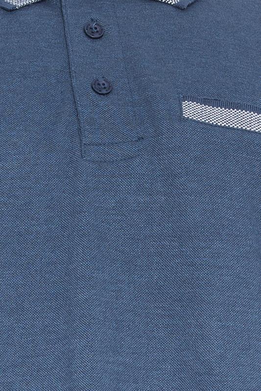 KAM Big & Tall Blue Marl Jacquard Polo Shirt | BadRhino 4