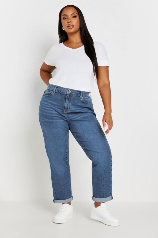 Plus size high waisted boyfriend jeans hotsell