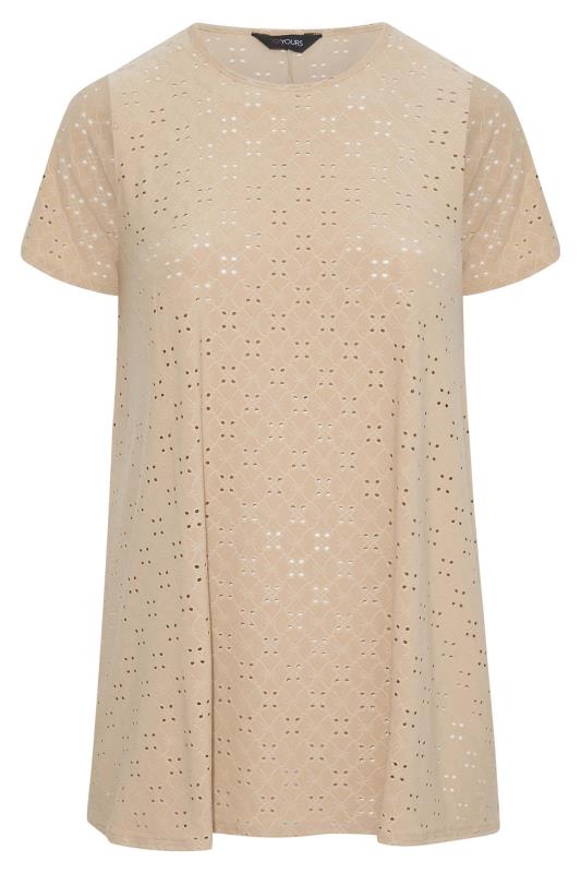 Curve Beige Brown Broderie Anglaise Swing T-Shirt 6