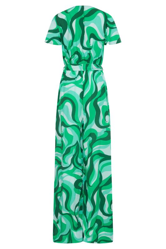 LTS Tall Bright Green Swirl Print Wrap Jumpsuit 7