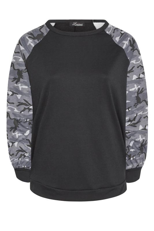 LIMITED COLLECTION Curve Black Camo Sleeve Sweatshirt_F.jpg