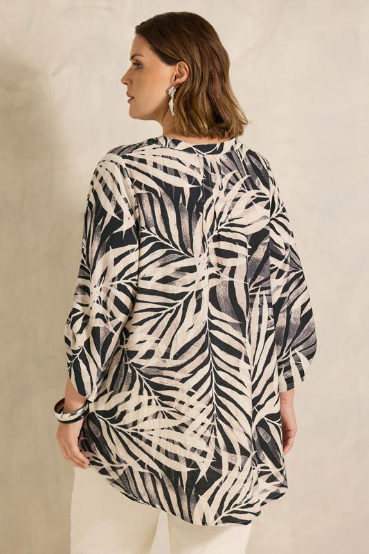 EVANS Plus Size Black Mono Palm Print Top | Evans 5