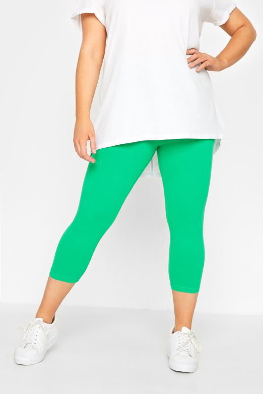YOURS FOR GOOD Curve Bright Green Cropped Leggings 1