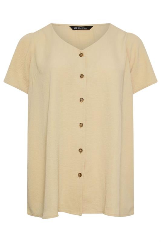 YOURS Plus Size Natural Brown Button Up Blouse | Yours Clothing  6