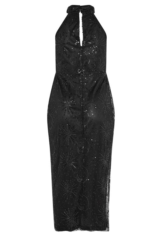 curve sequin dresses Ladivine CDS551 Plunging Neckline Fitted Red Carpet Sequin Dress Hot Pink / 2