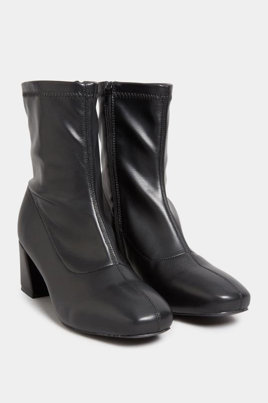 Black Square Toe Heeled Boots In Wide E Fit & Extra Wide EEE Fit | Yours Clothing 2
