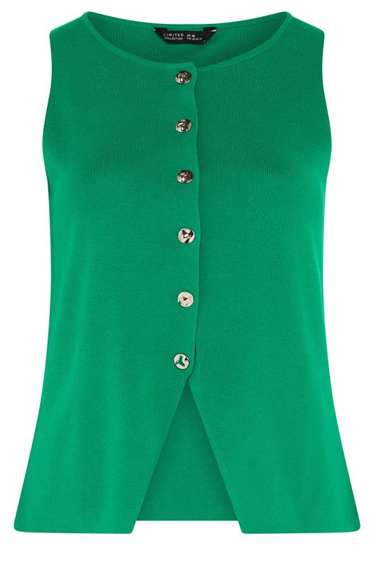 LIMITED COLLECTION Plus Size Green Knitted Waistcoat | Yours Clothing 5