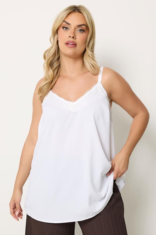  YOURS top sin mangas con inserto de encaje blanco