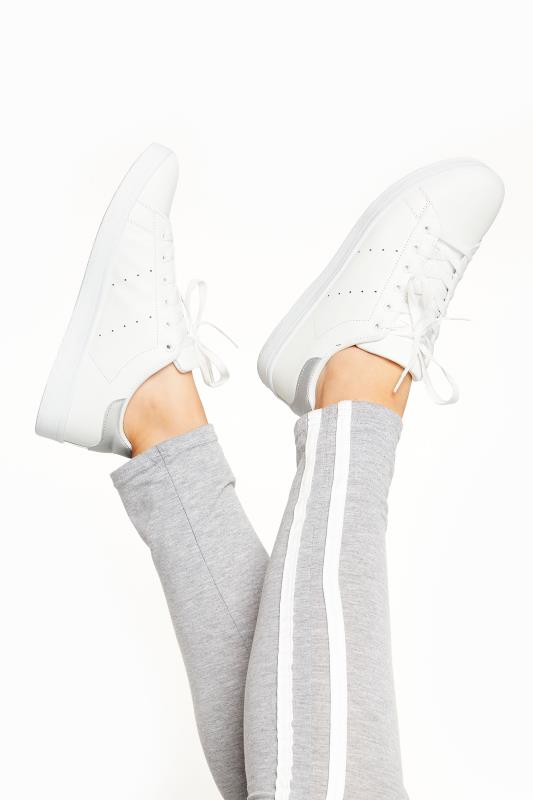 LIMITED COLLECTION White & Silver Vegan Faux Leather Trainers In Wide Fit_A.jpg